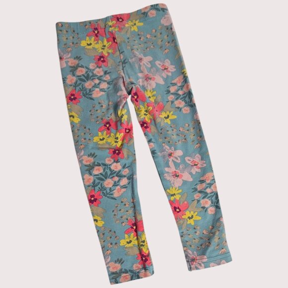 Girl's 3T Carter's Lot of 2pr Maroon Floral & Teal Floral Leggings T18 - Picture 2 of 7